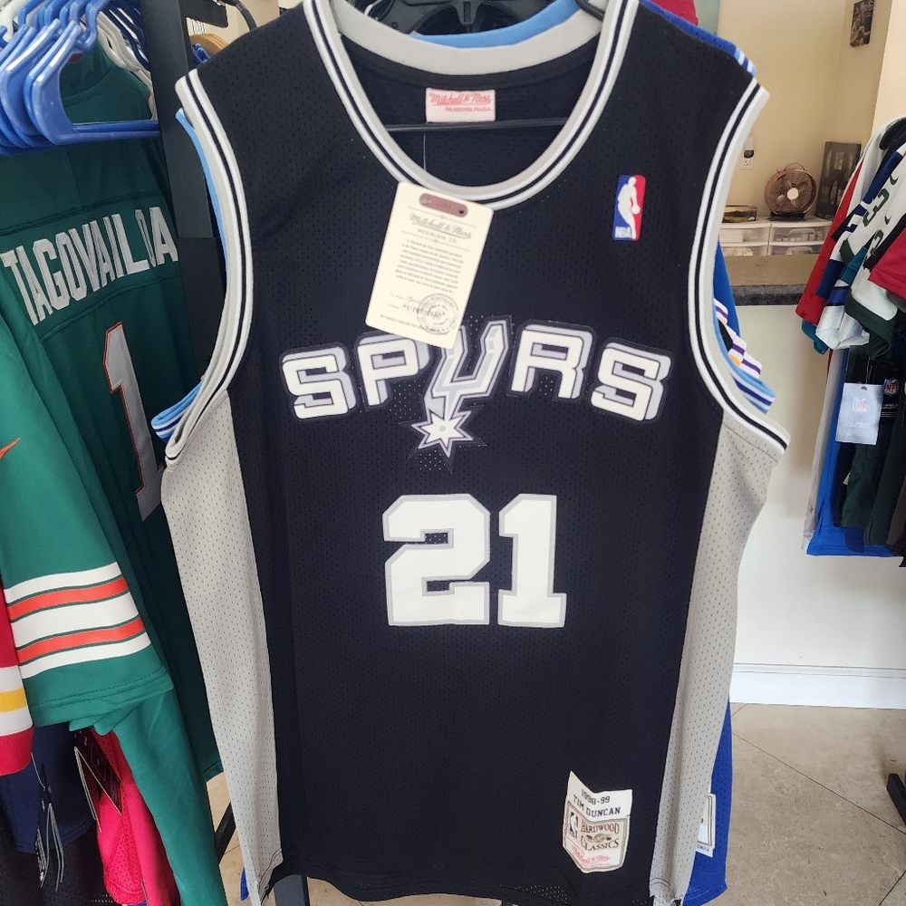 TIM DUNCAN  BLACK SAN ANTONIO SPURS THROWBACK JERSEY